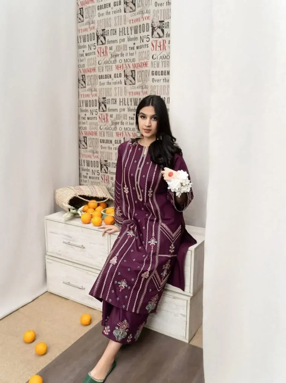 2pc Embroidery lawn  SE 608